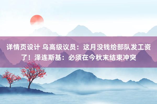 详情页设计 乌高级议员：这月没钱给部队发工资了！泽连斯基：必须在今秋末结束冲突